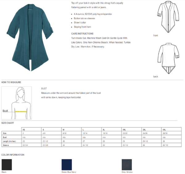 Shrug - 3/4 sleeve Cardigan