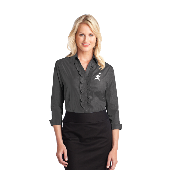 Discontinued Ruffle Button Up Shirt