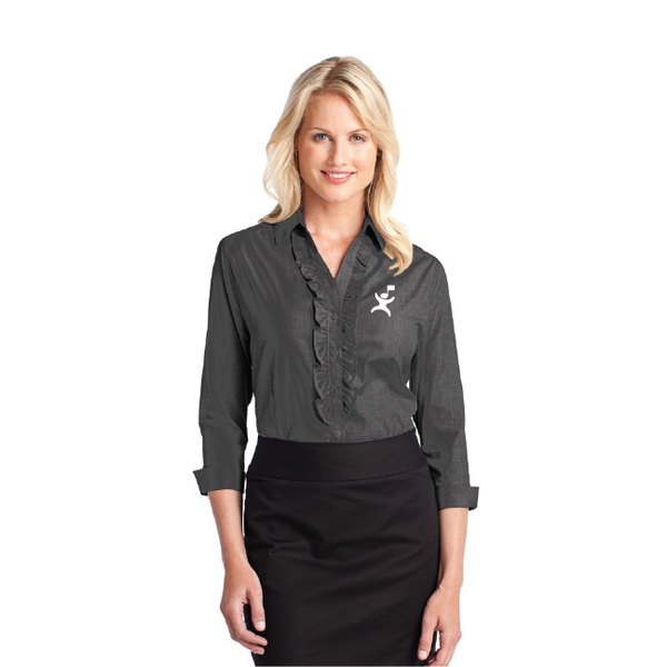 Discontinued Ruffle Button Up Shirt
